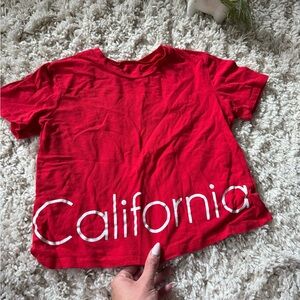Stylish Red Crop Top with California Print